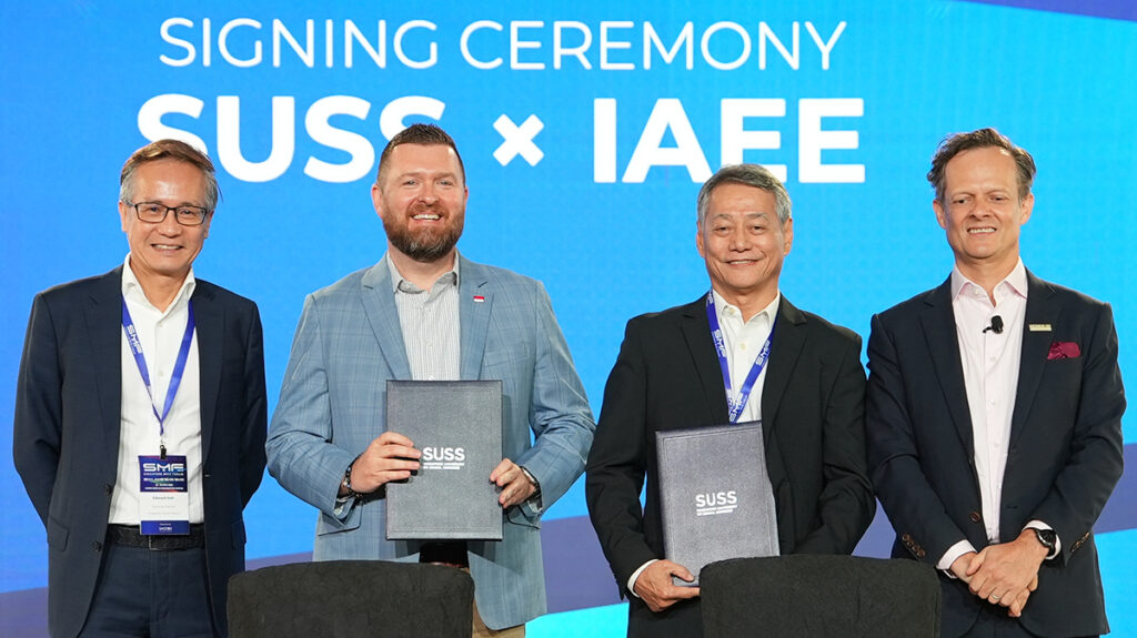 Signing ceremony between IAEE and SUSS for CEM certification partnership